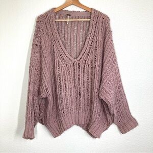 Free People Dusty Pink V-Neck Sweater